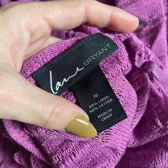 Lane Bryant Open Front Ombré Purple Sweater Cardigan Size 16 - Picture 7 of 7